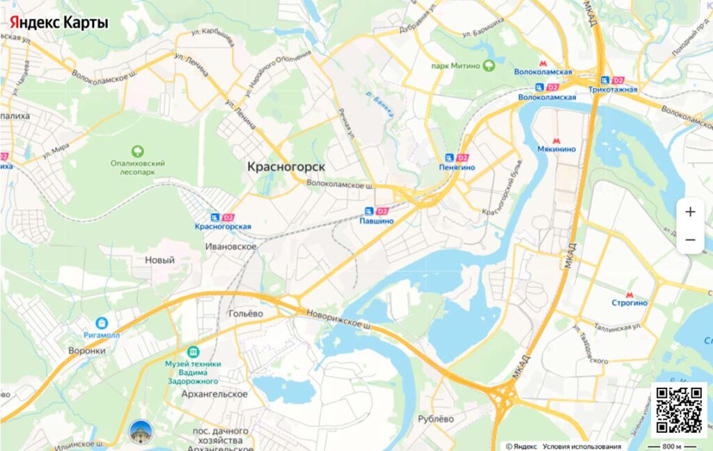 Красногорск на карте «Яндекса», 2026 год