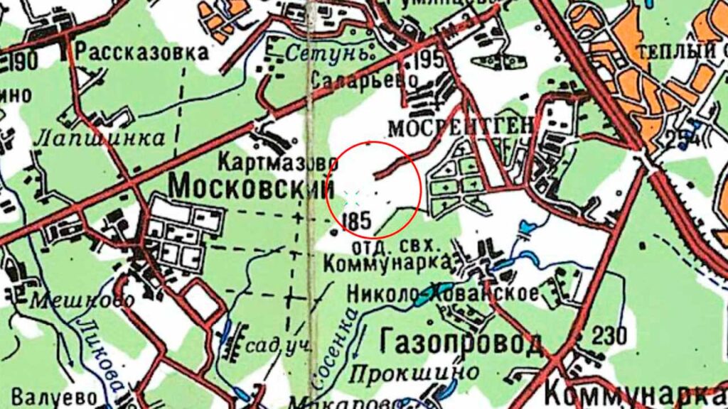 Фрагмент топографической карты Московской области 1990 года