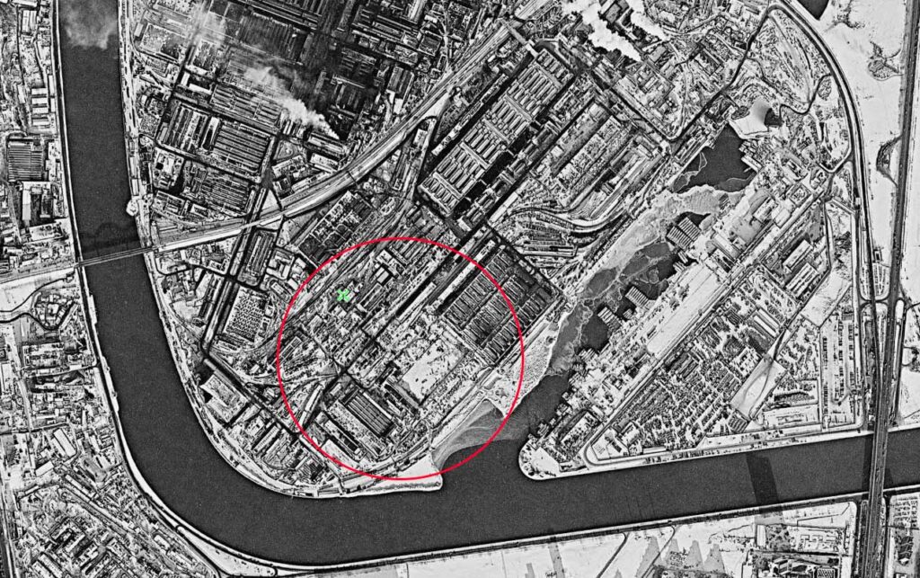 Южная часть территории ЗиЛа на спутниковом снимке 1984 года