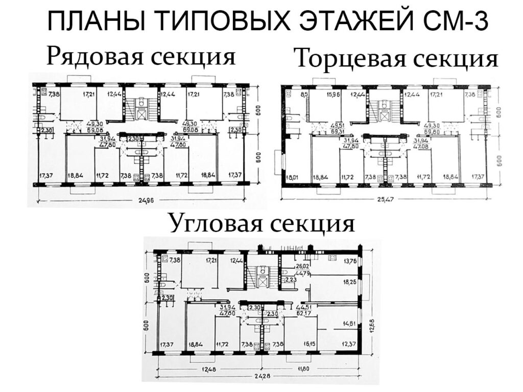 Планы типовых этажей серии СМ-3